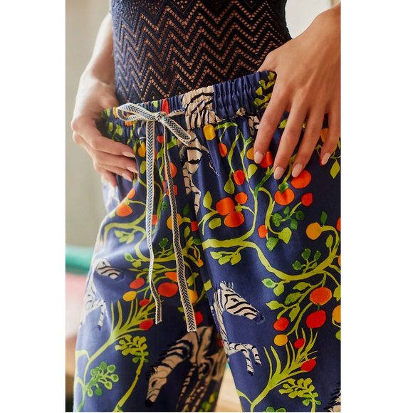 Olivia Wendel for Anthropologie Flannel Sleep Pants Blue Zebra Print XXS - Picture 2 of 12
